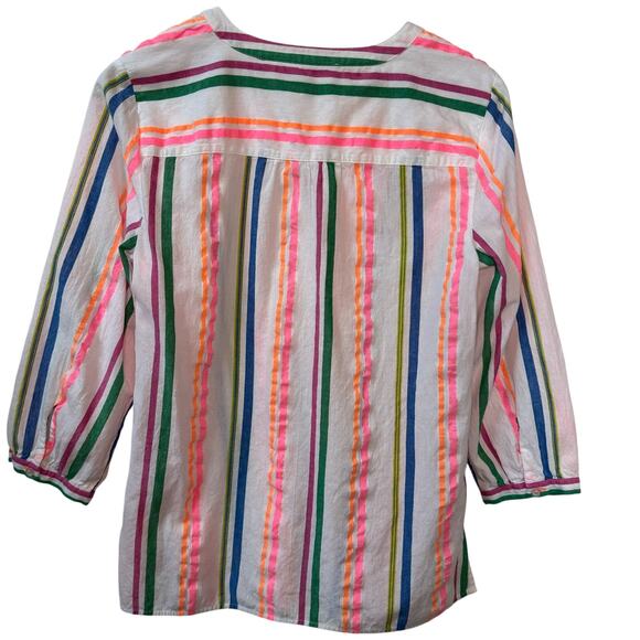 TALBOTS Striped Tunic Top Women's S Cotton Blend Colorful Beach Vacation Summer - Picture 4 of 10